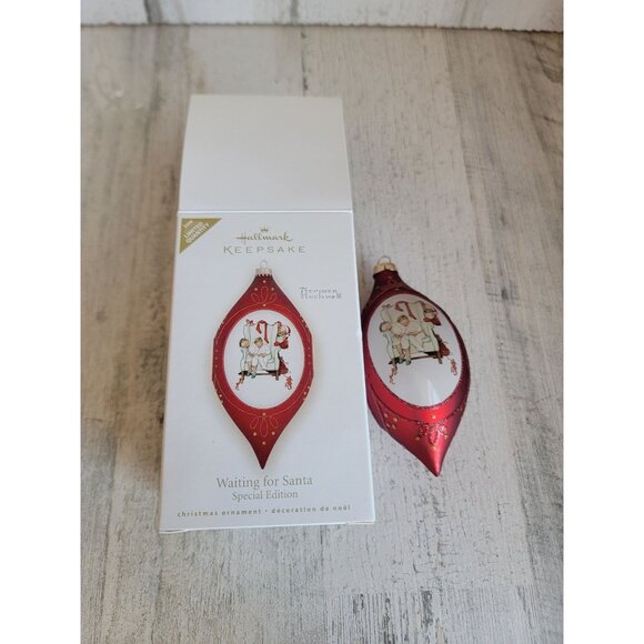 Hallmark waiting for Santa special edition Norman Rockwell ornament Xmas - Picture 1 of 8